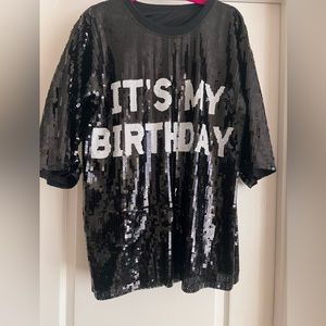 Oversized Short Sequins Birthday Shirt Dress